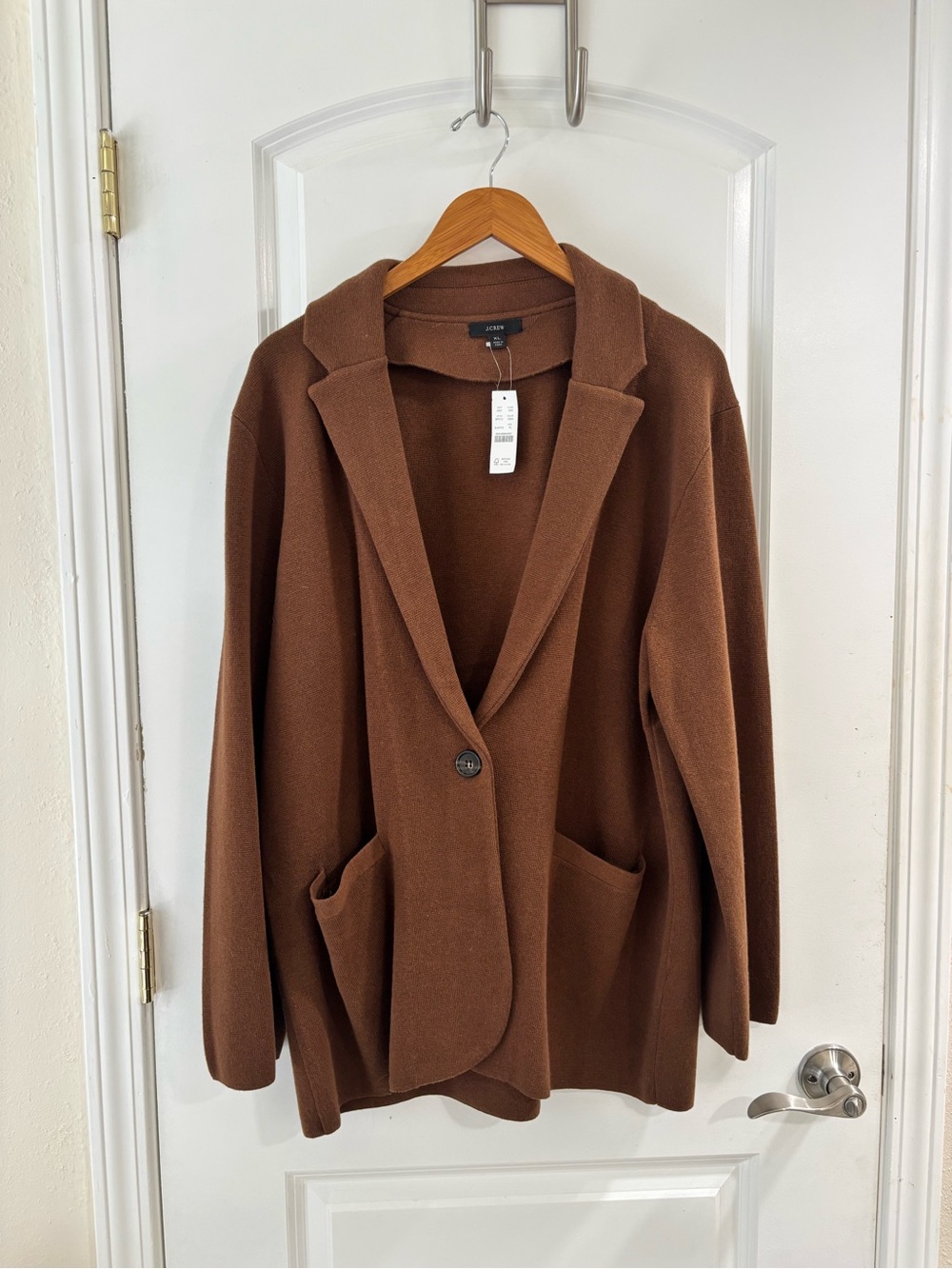 J. Crew Chocolate Brown Single-Button Knit Blazer